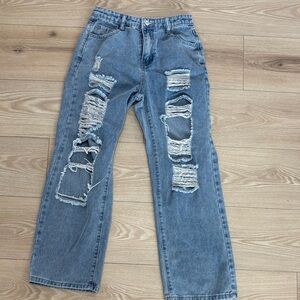 SHEIN Blue Distressed Kids Jeans